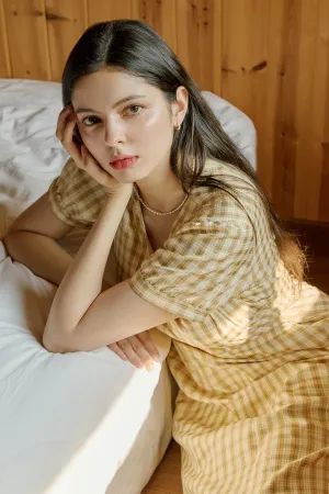 Checkered V-Neck Fit And Flare Dress