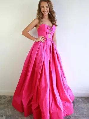 Chic A-line Sweetheart Prom Dresses Satin Prom Dresses Evening Dresses