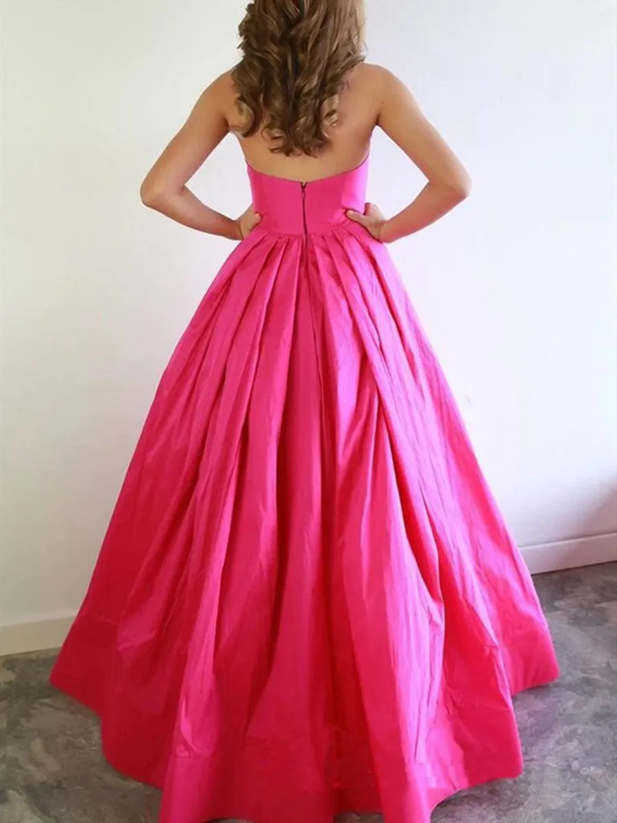 Chic A-line Sweetheart Prom Dresses Satin Prom Dresses Evening Dresses