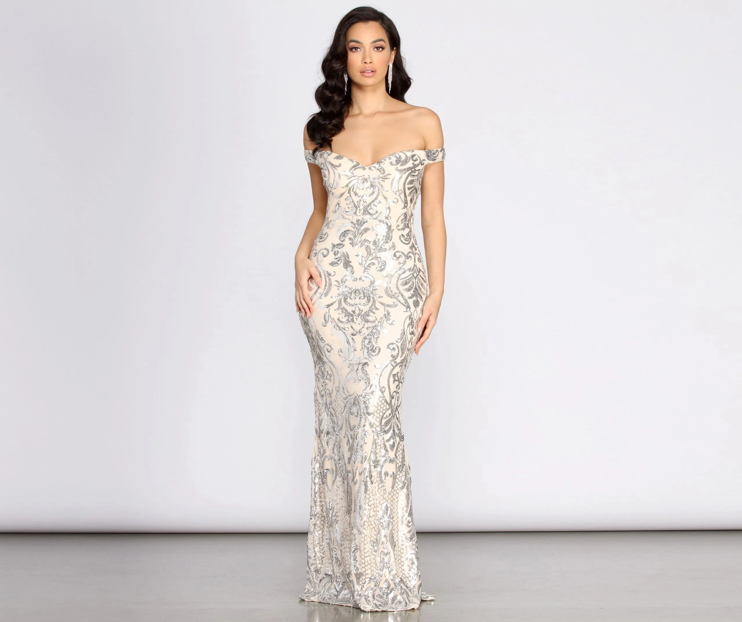 Clara Sequin Stylish Off Shoulder Dress