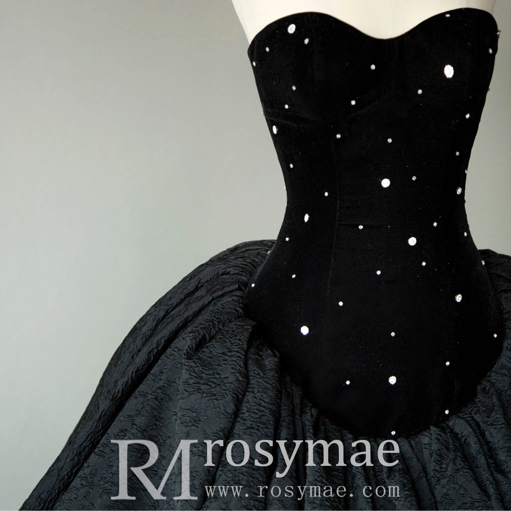 Classic Ballgown Wedding Dress with Scoop Neckline and Black