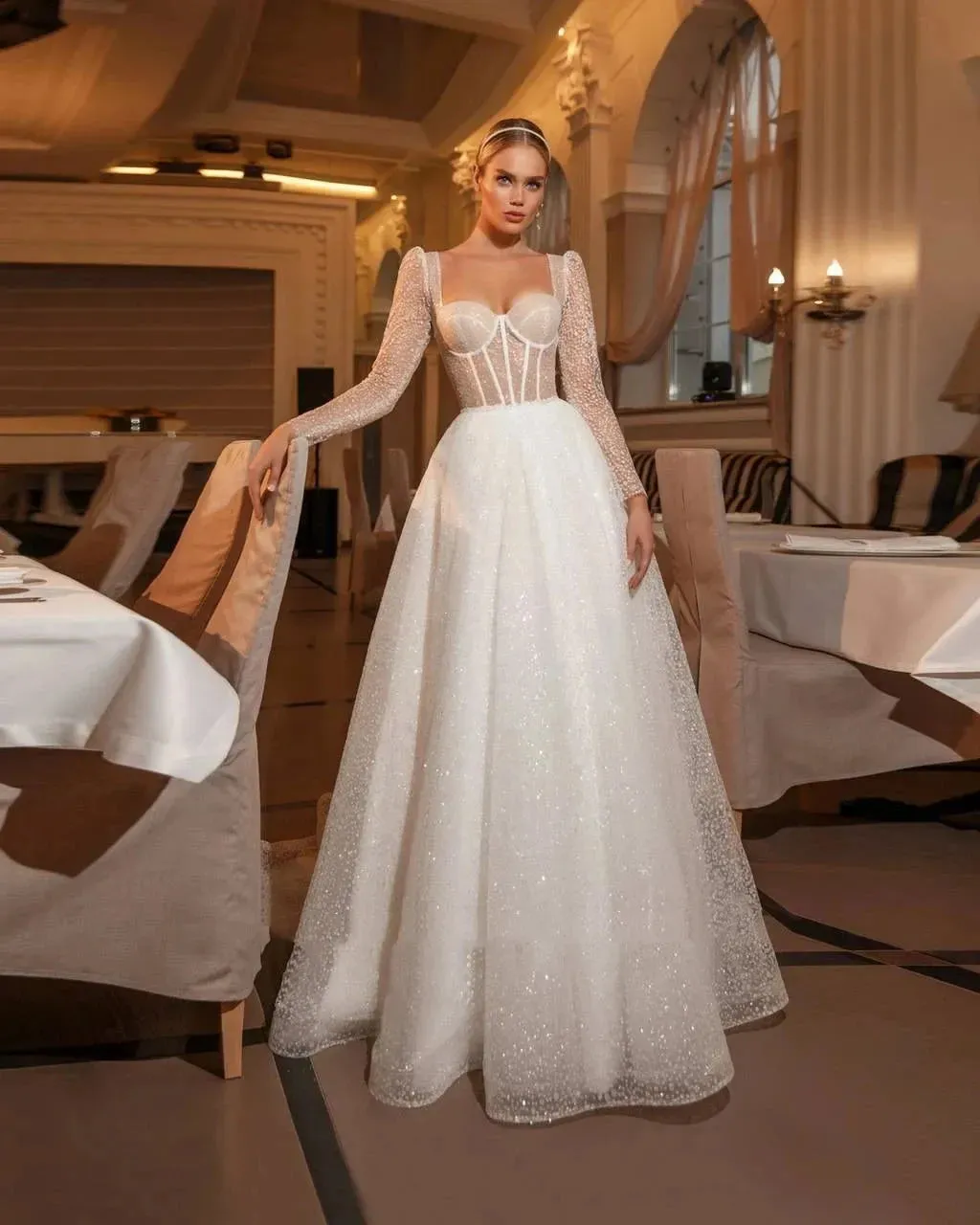 Classic Wedding Dresses A-Line Sweetheart Bridal Gowns For Formal Party Long Sleeves Robes Appliques Vestidos De Novia