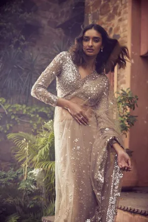 Coffee Sequins Saree