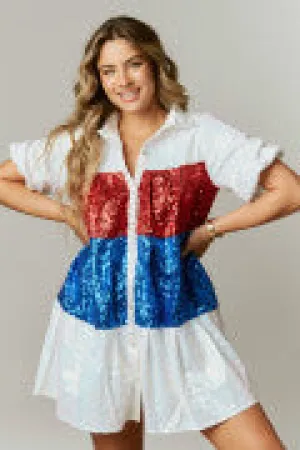 Color Block Sequin Mini Dress