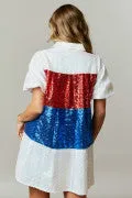 Color Block Sequin Mini Dress