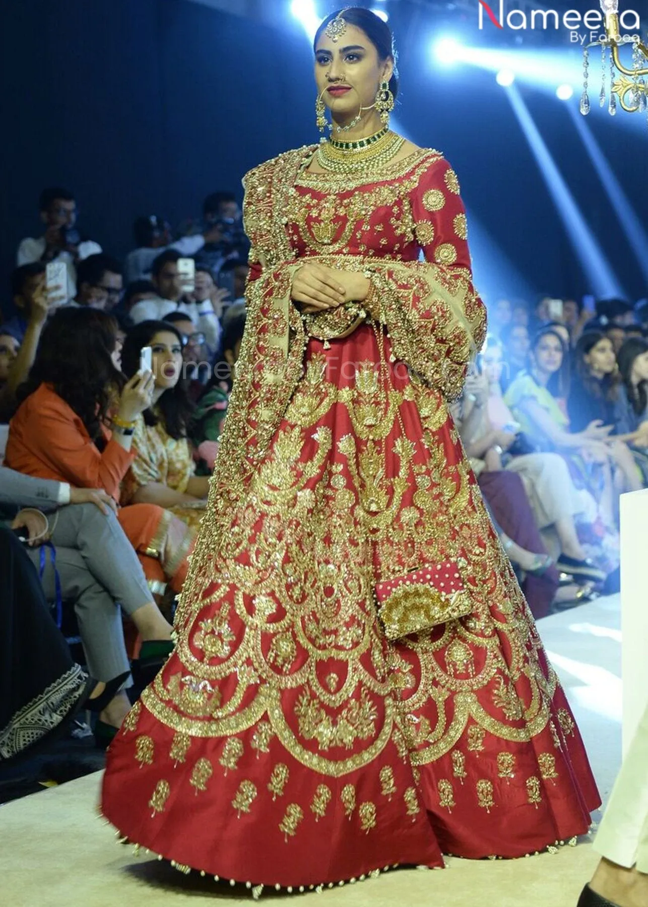 Cream and Red Lehenga Choli Designer Bridal Dress #BN801