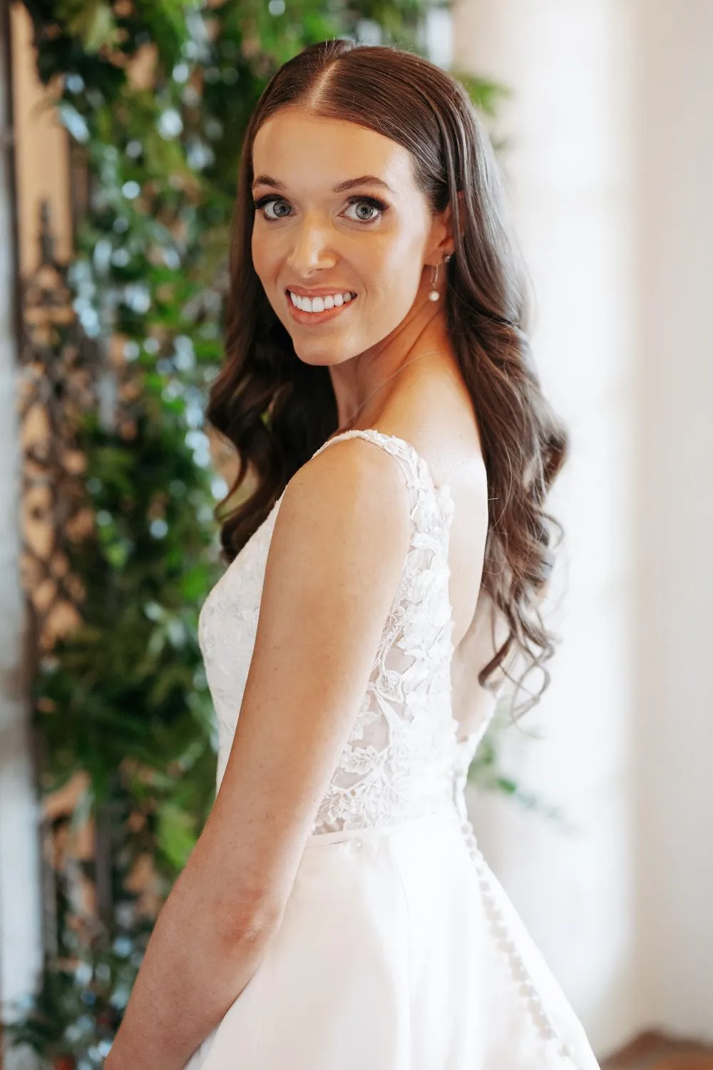 Custom Classic Deep-V Neck Lace Dress
