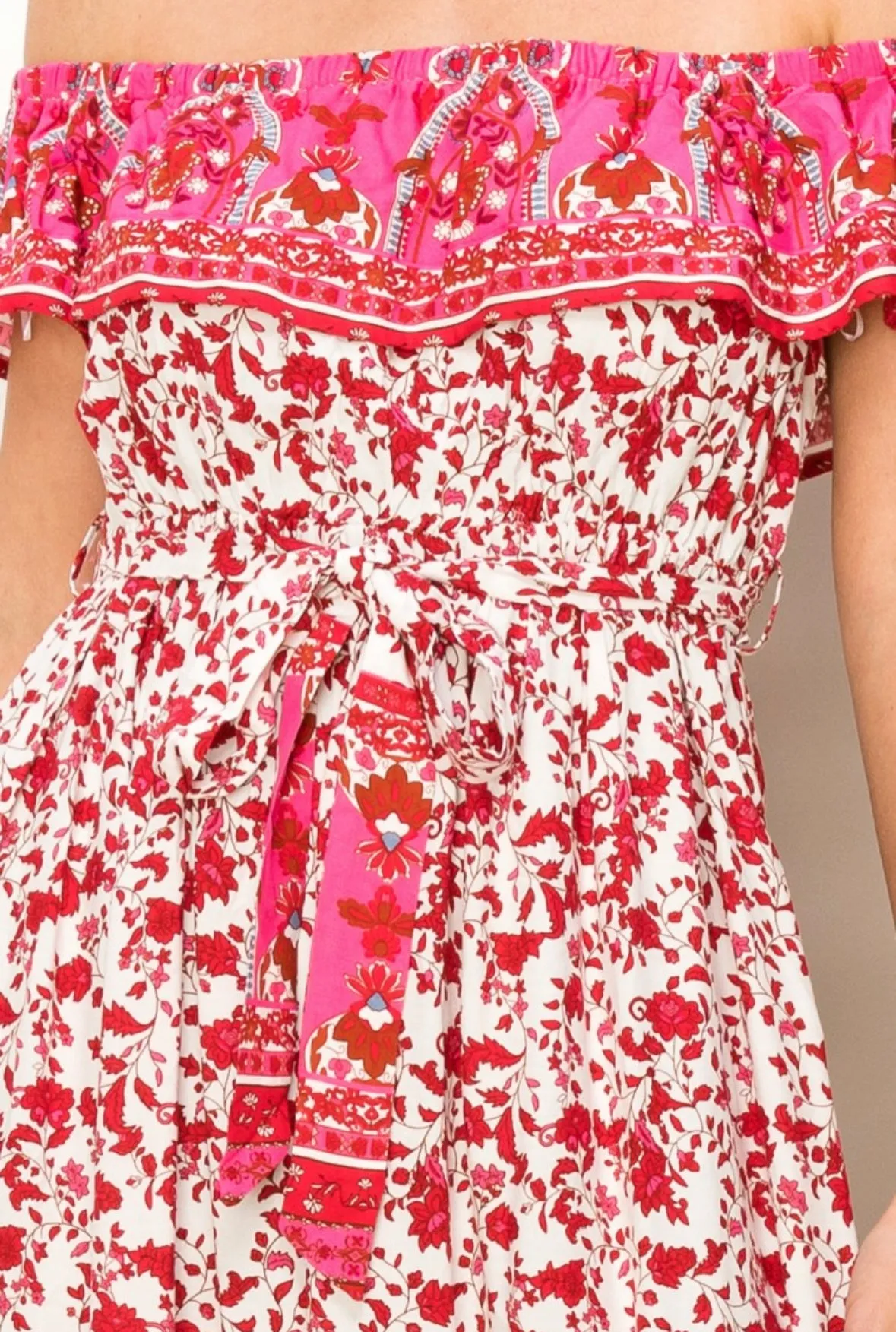 D139 OFF SHOULDER PRINT DRESS