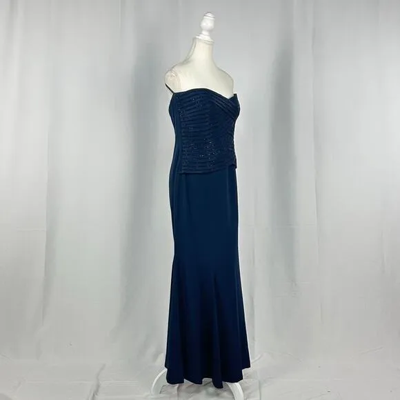 Daymor Couture 2 Piece Suit Dress Navy Blue Formal Work Dinner Gown Size 12