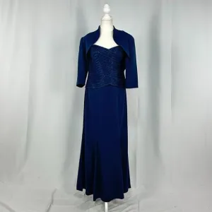 Daymor Couture 2 Piece Suit Dress Navy Blue Formal Work Dinner Gown Size 12