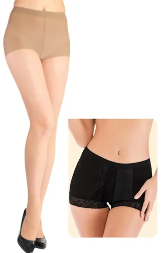 D'chica Women's High-Waist Body Shapewear & Freesize Black Pantyhose Stockings Ð Comfortable, Seamless, Lightweight, Durable, and Breathable Bridal Wear Pack oF 2
