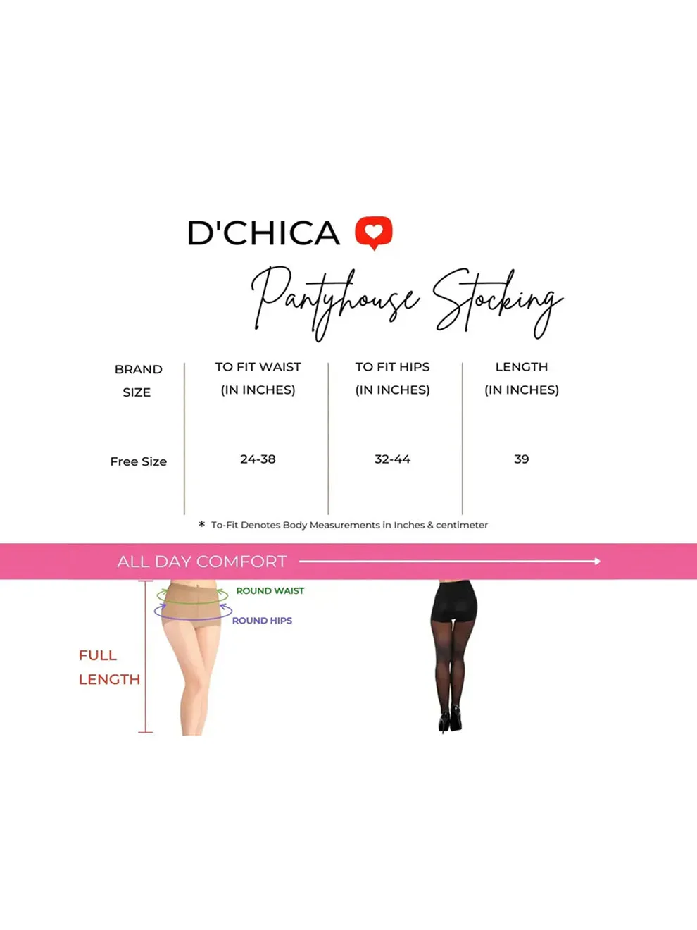 D'chica Women's High-Waist Body Shapewear & Freesize Black Pantyhose Stockings Ð Comfortable, Seamless, Lightweight, Durable, and Breathable Bridal Wear Pack oF 2
