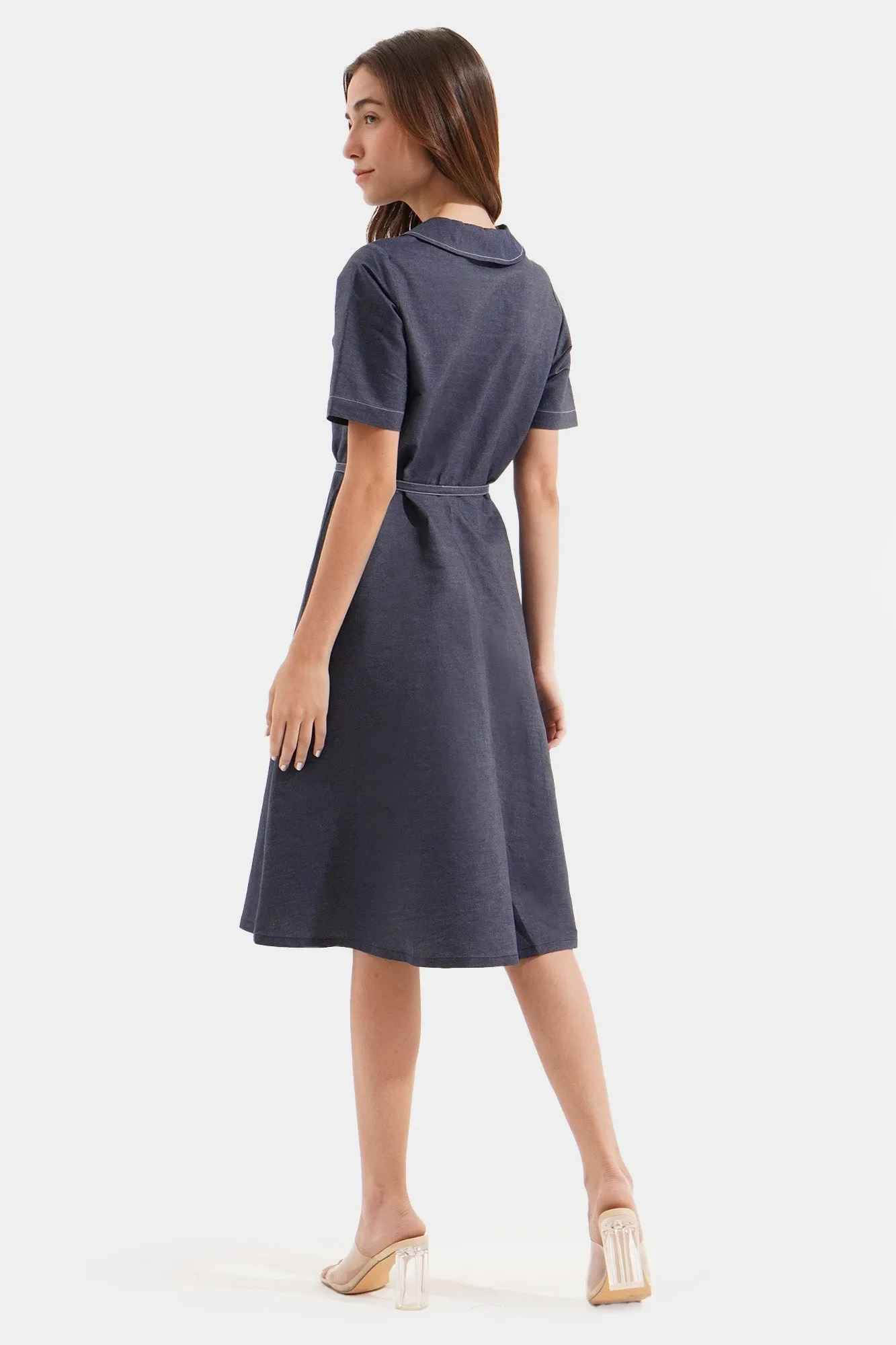 Denim Fit And Flare Dress