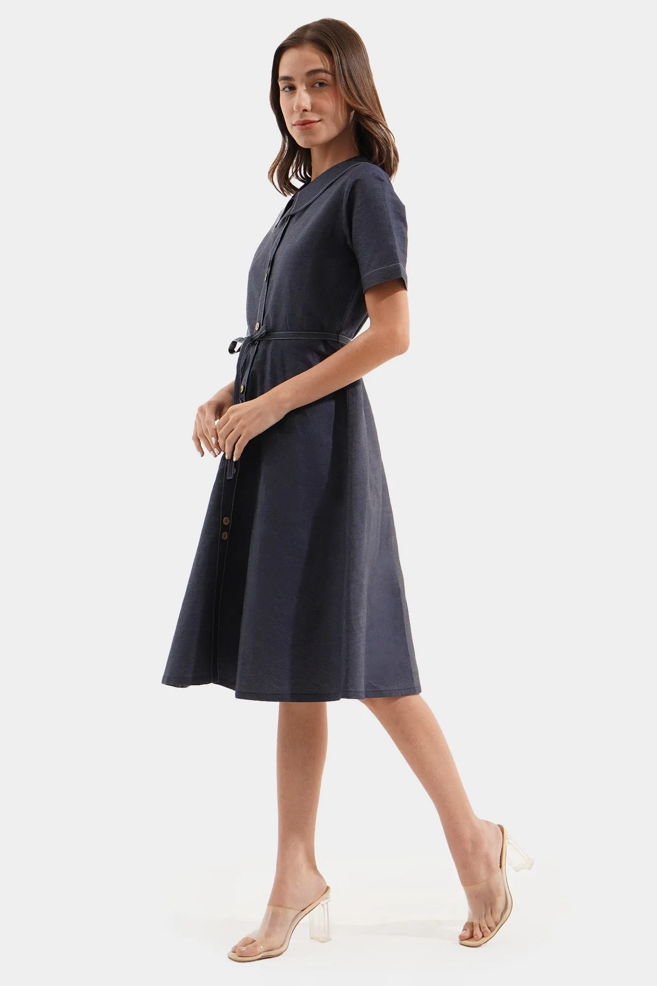 Denim Fit And Flare Dress