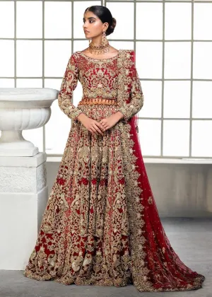Designer Pakistani Bridal Dress in Embellished Red Golden Lehenga Bridal Combination in Lehenga Choli for Barat Wear #BN928