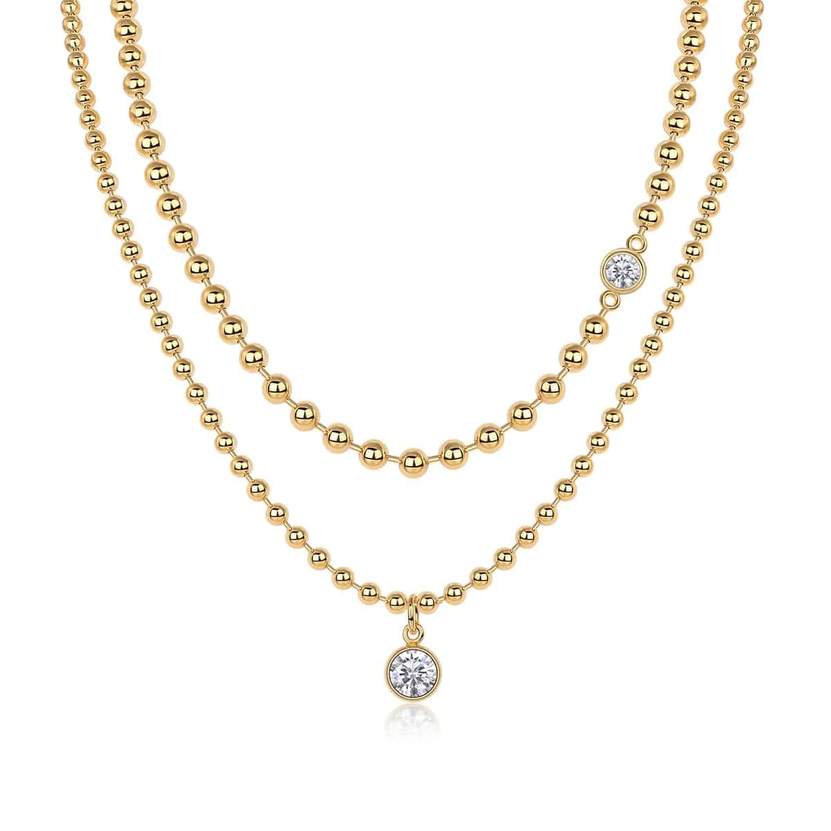 Double-Layer Gold Bead Necklace