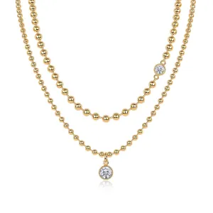 Double-Layer Gold Bead Necklace