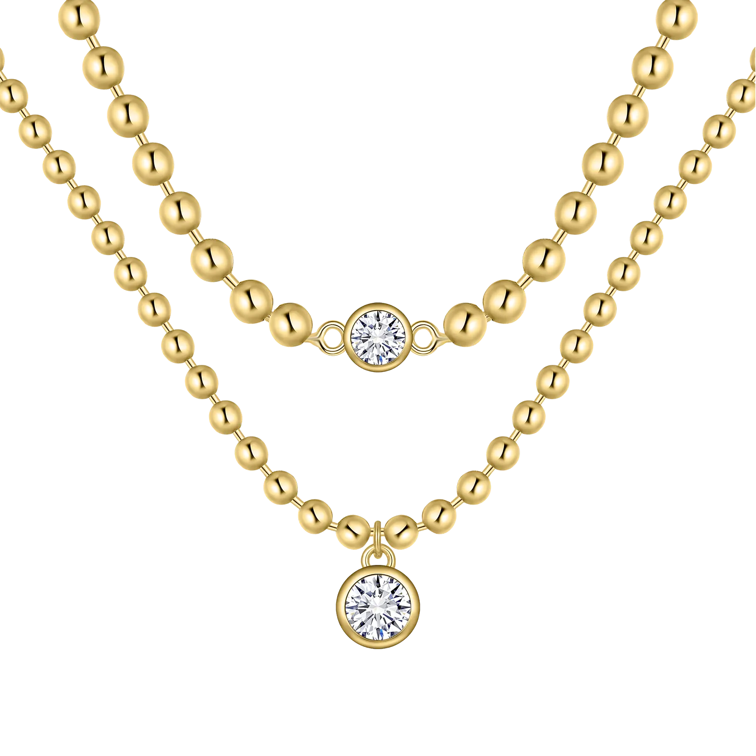 Double-Layer Gold Bead Necklace