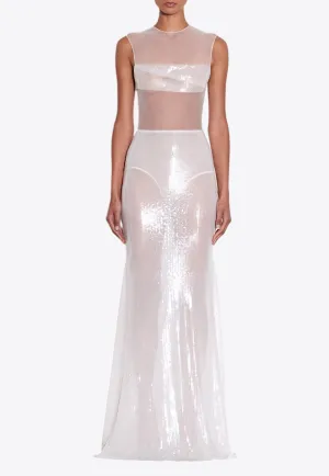 Drape Sequined Maxi Dress