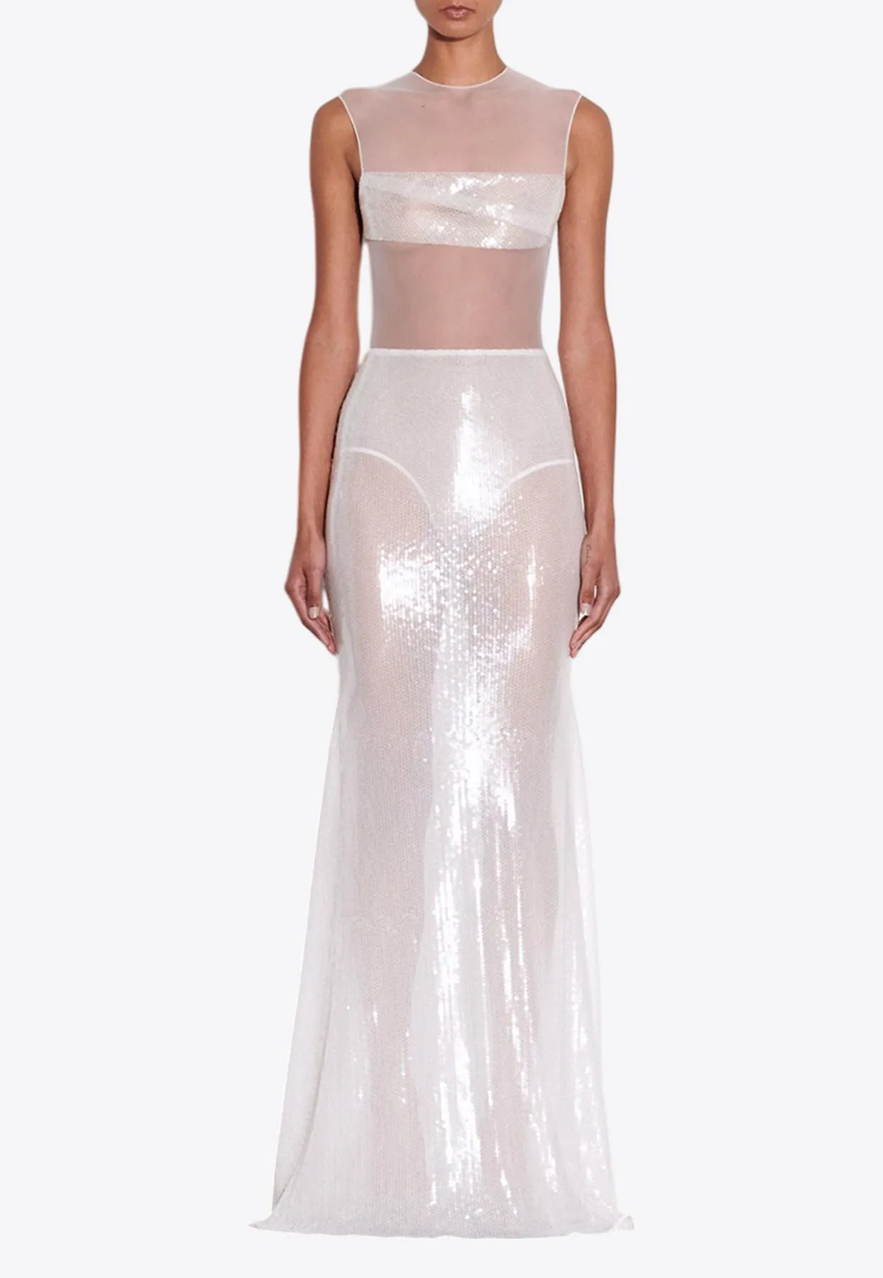 Drape Sequined Maxi Dress