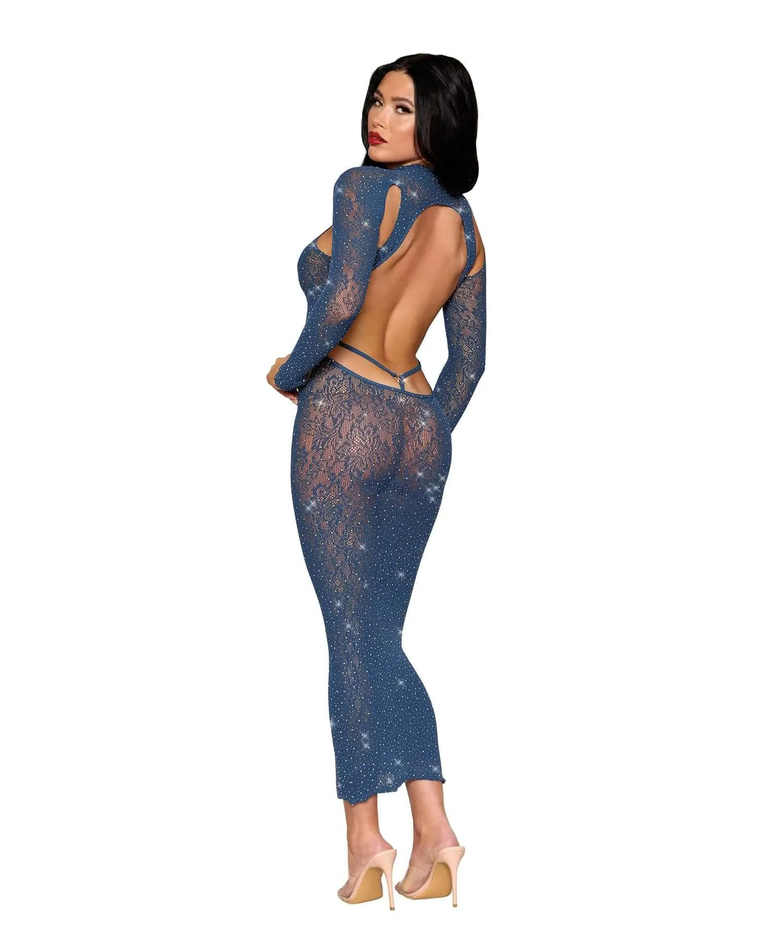 Dreamgirl Bodystocking Gown  - One Size - Navy