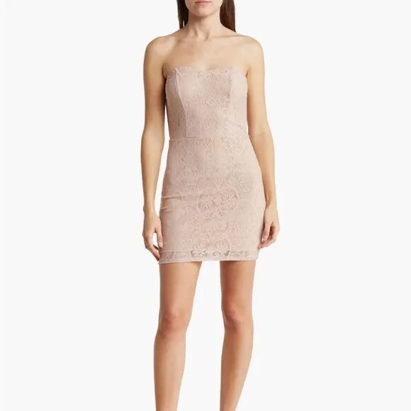 Dress The Population Leanne Lace Cocktail Dress Pink Size Medium NWOT