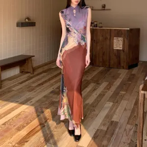Elegant Mermaid Hem Maxi Qipao with Toggle Button