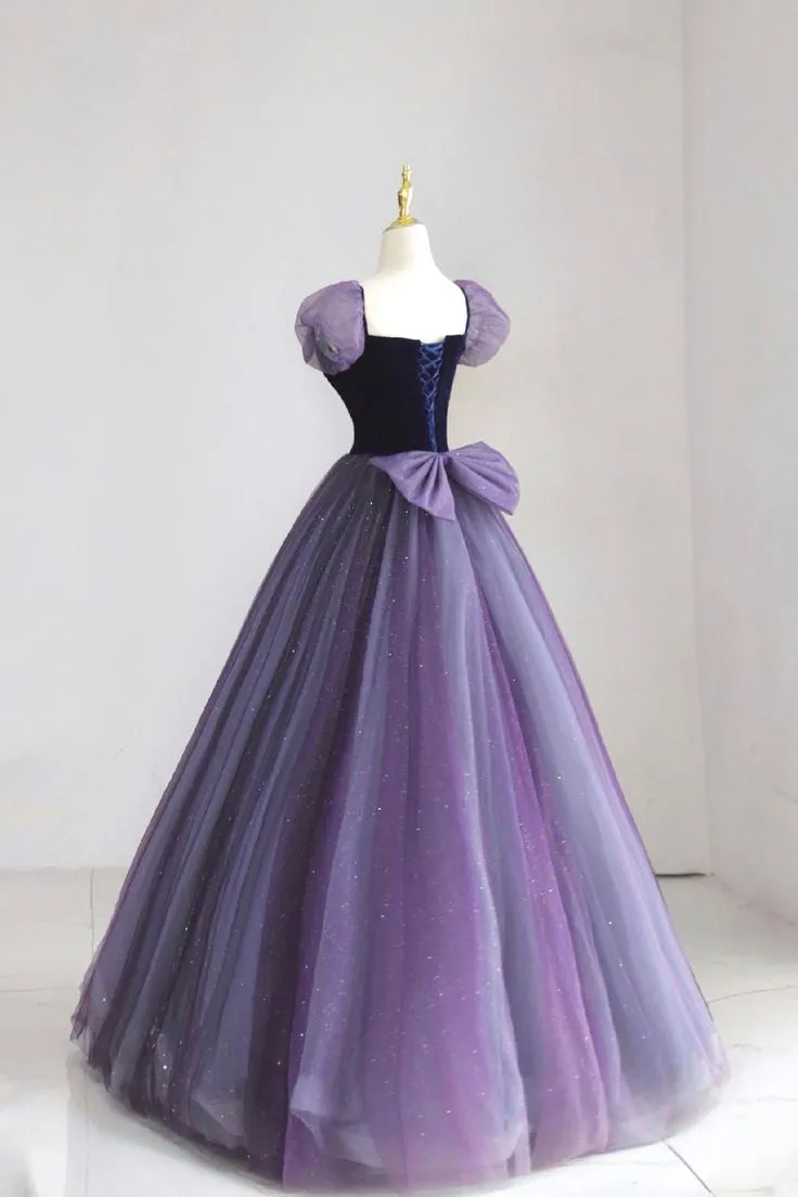 Elegant Purple A-Line Long Formal Party Dress Evening Gown MD7784