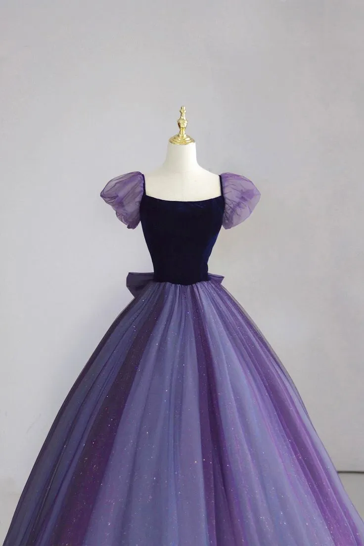 Elegant Purple A-Line Long Formal Party Dress Evening Gown MD7784