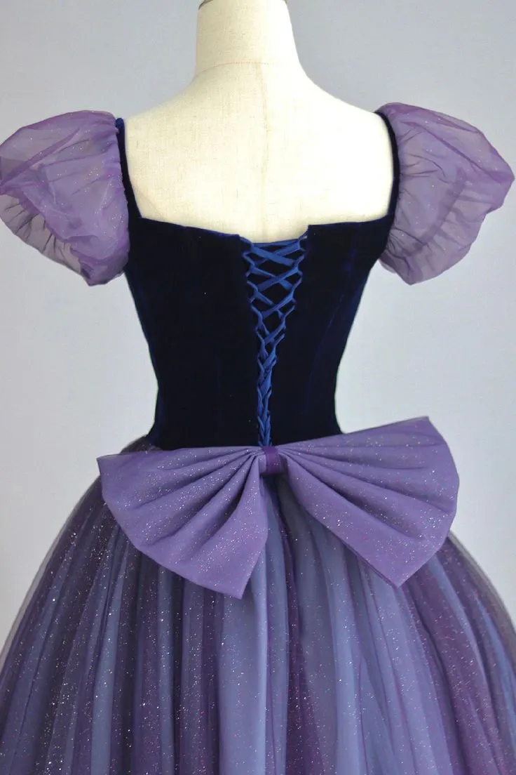 Elegant Purple A-Line Long Formal Party Dress Evening Gown MD7784