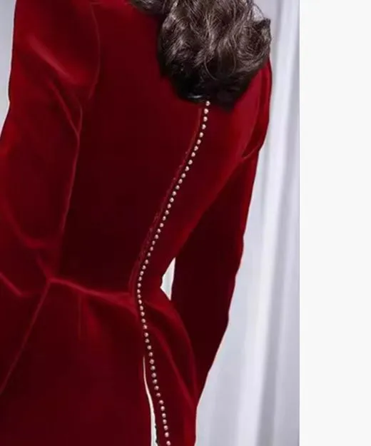 Elegant Square-Neck Velvet and Pleated Contrast Mini Dress