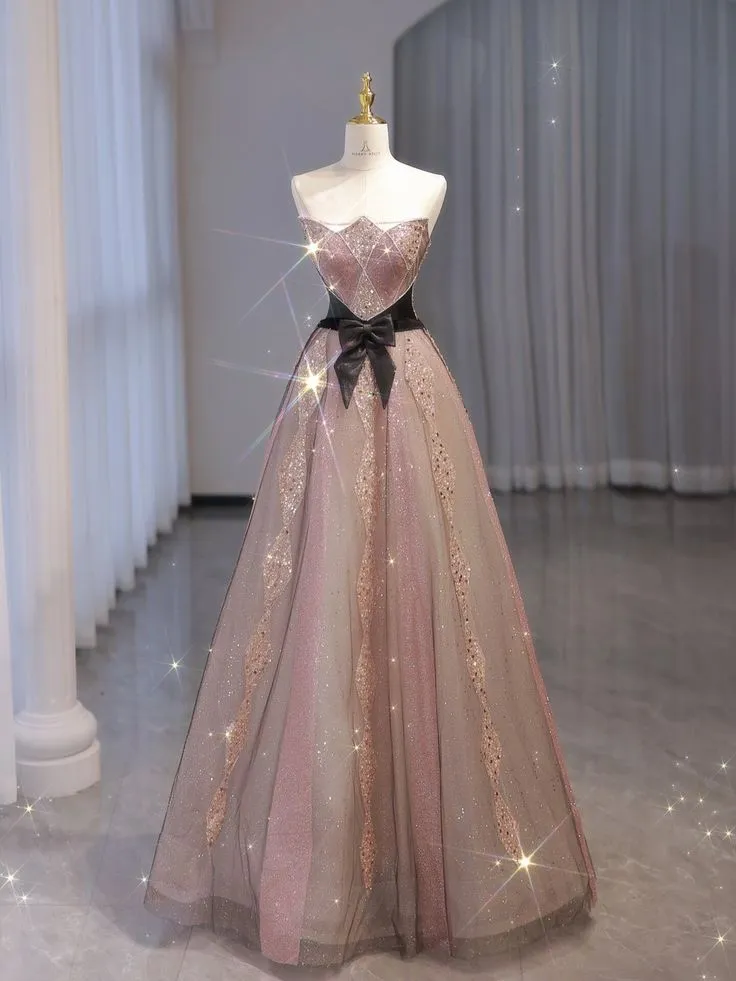 Elegant Strapless A-Line Long Formal Prom Dress, MD7953