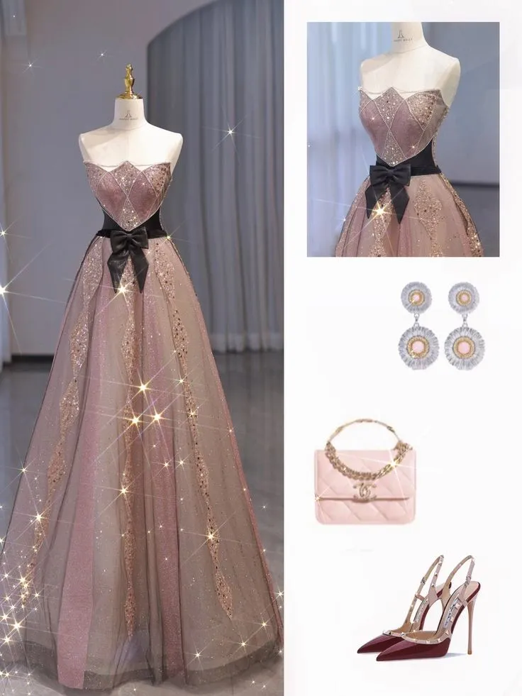 Elegant Strapless A-Line Long Formal Prom Dress, MD7953