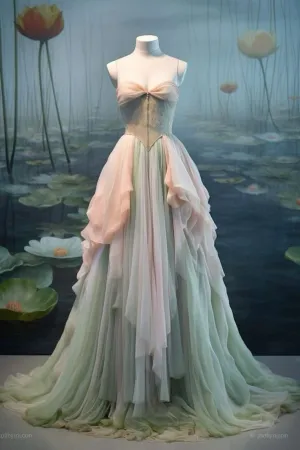 Elegant Strapless A-Line Ruffles Chiffon Fairy Long Formal Prom Dress, D358