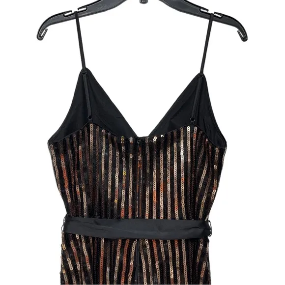 ELIZA J Sequin Stripe Faux Wrap Cocktail Dress, Size 4