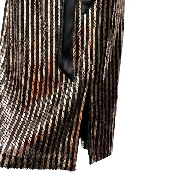 ELIZA J Sequin Stripe Faux Wrap Cocktail Dress, Size 4