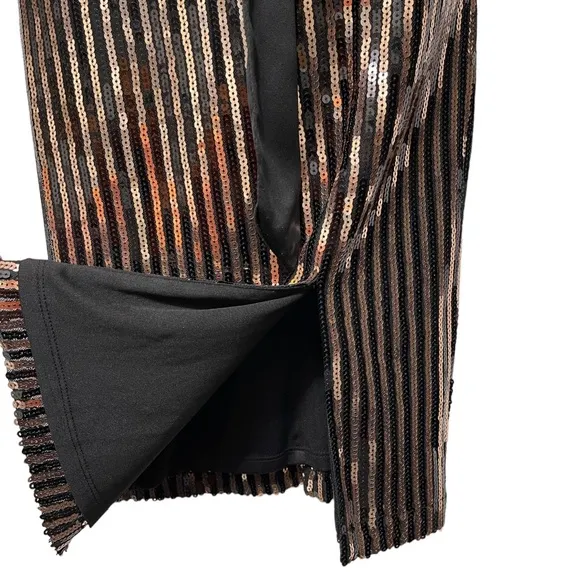 ELIZA J Sequin Stripe Faux Wrap Cocktail Dress, Size 4