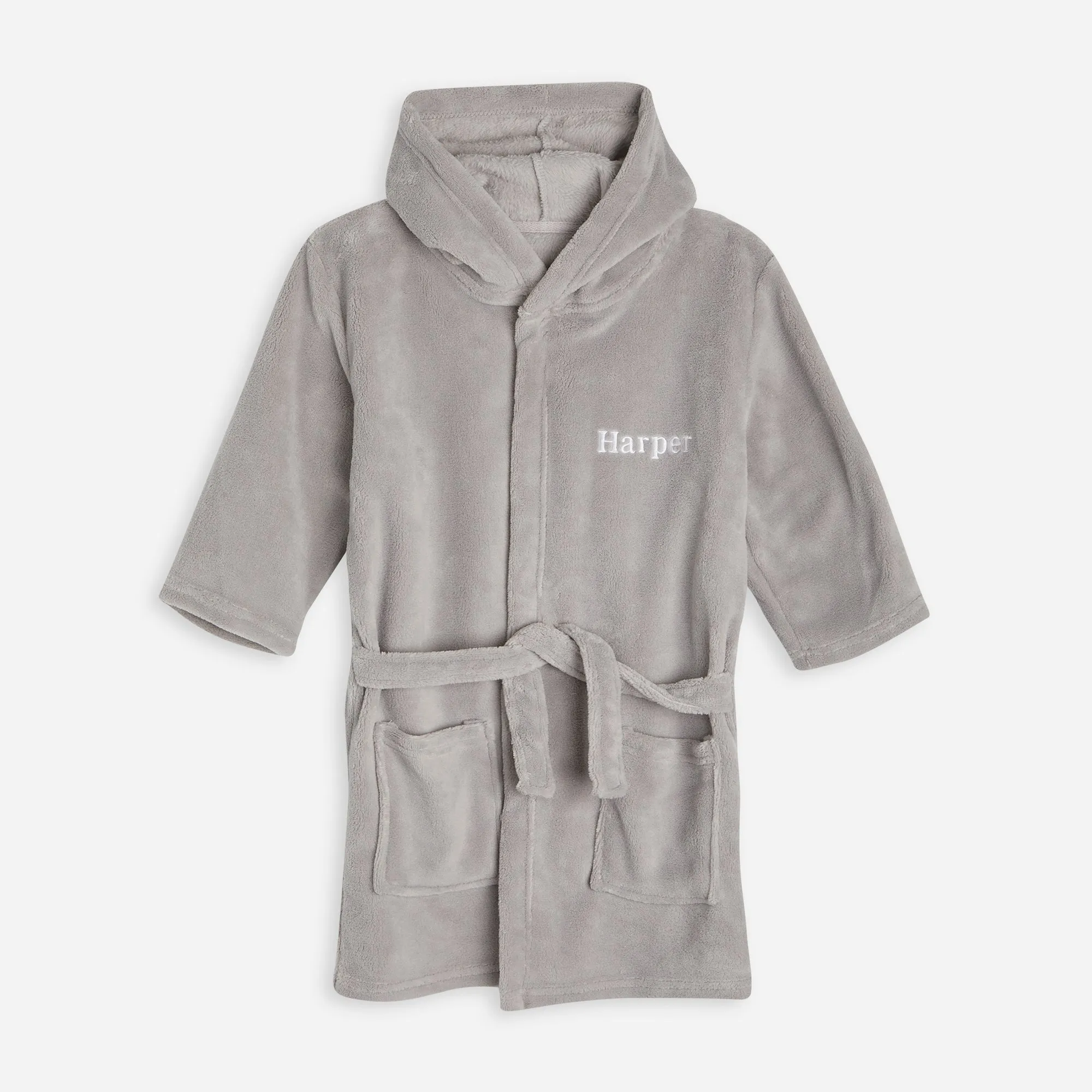 Embroidered Grey Classic Dressing Gown