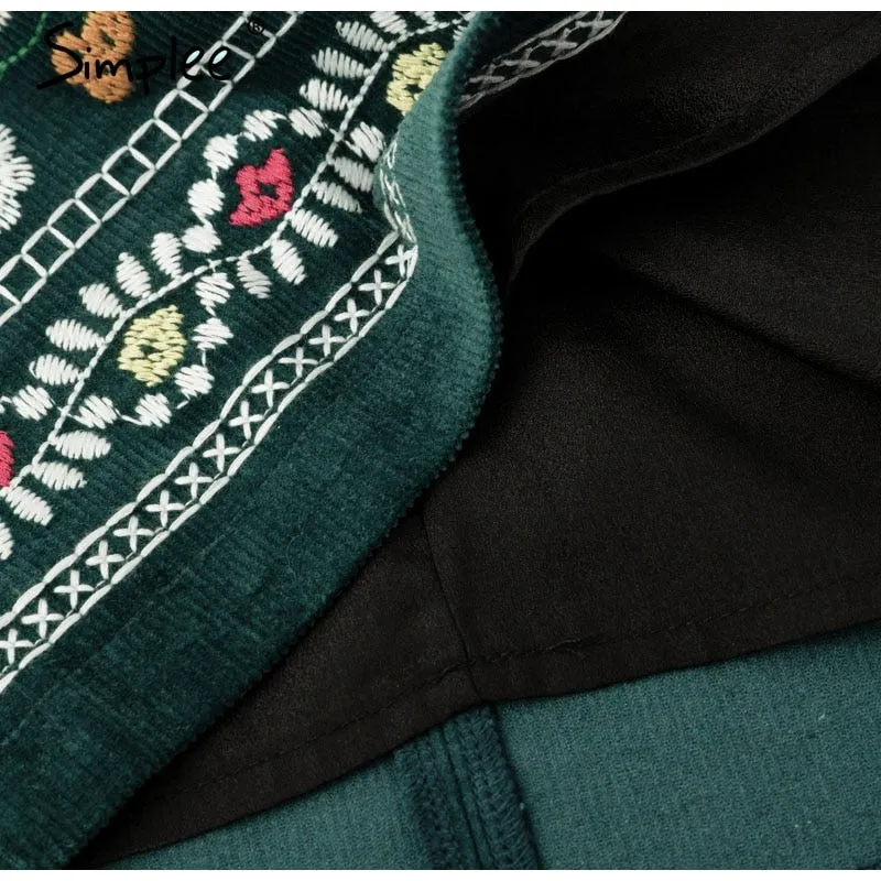Embroidered Tribal miini skirt - Dark Green