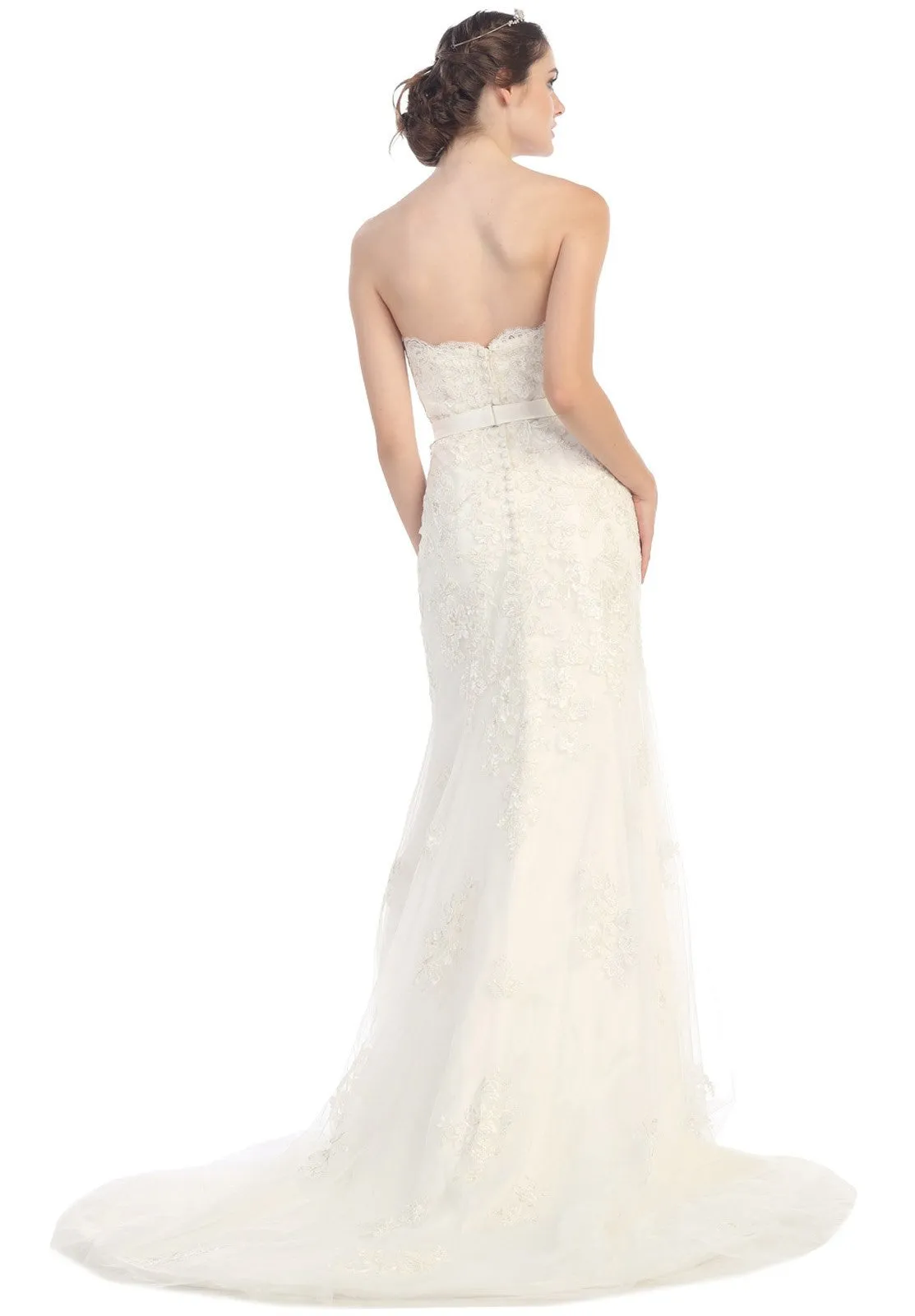 Eureka 6501 Strapless Fit and Flare Bridal Gown Embellished Waist