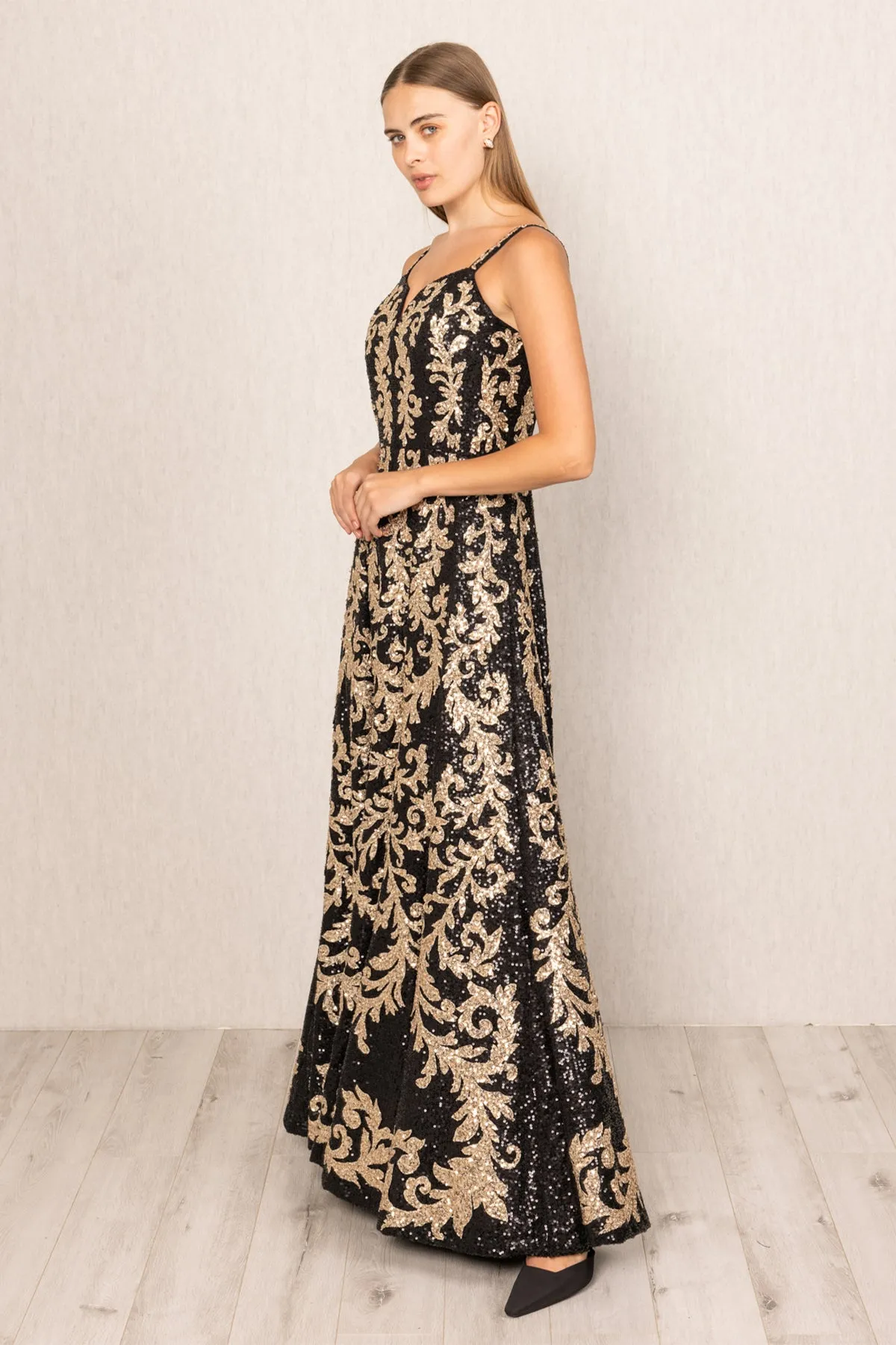 Eva black sequins gown
