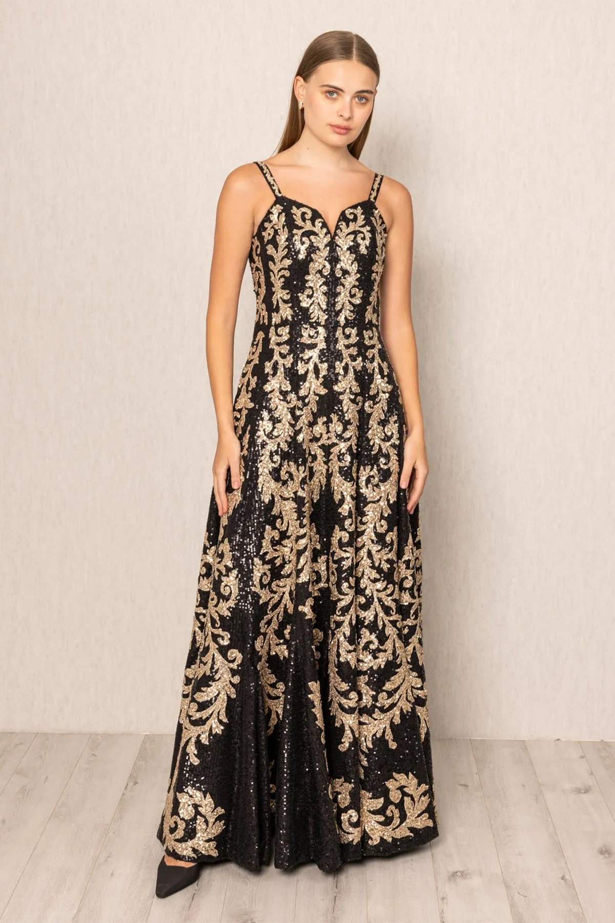Eva black sequins gown