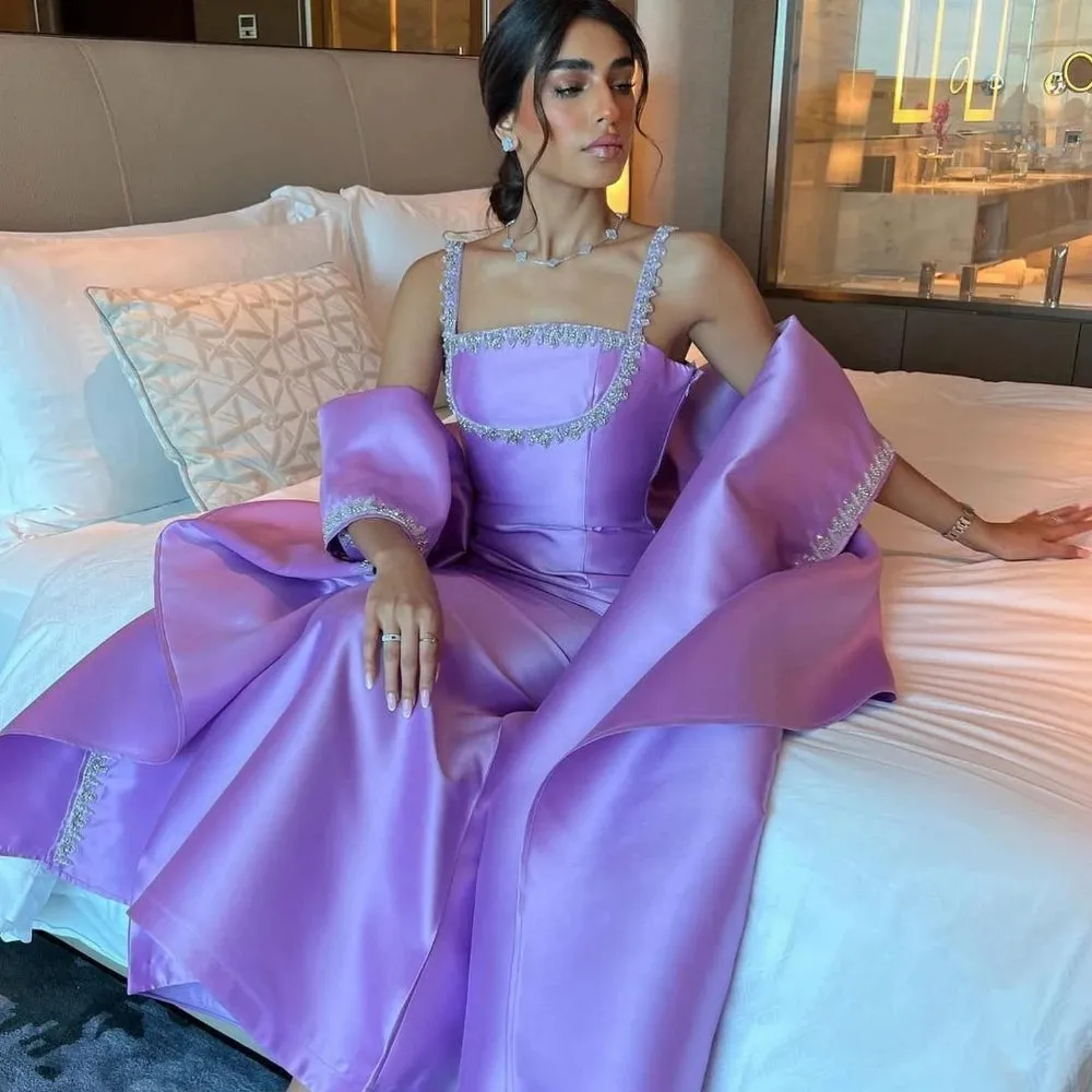 Exquisite Sequined Floor-Length Satin Bespoke Dress