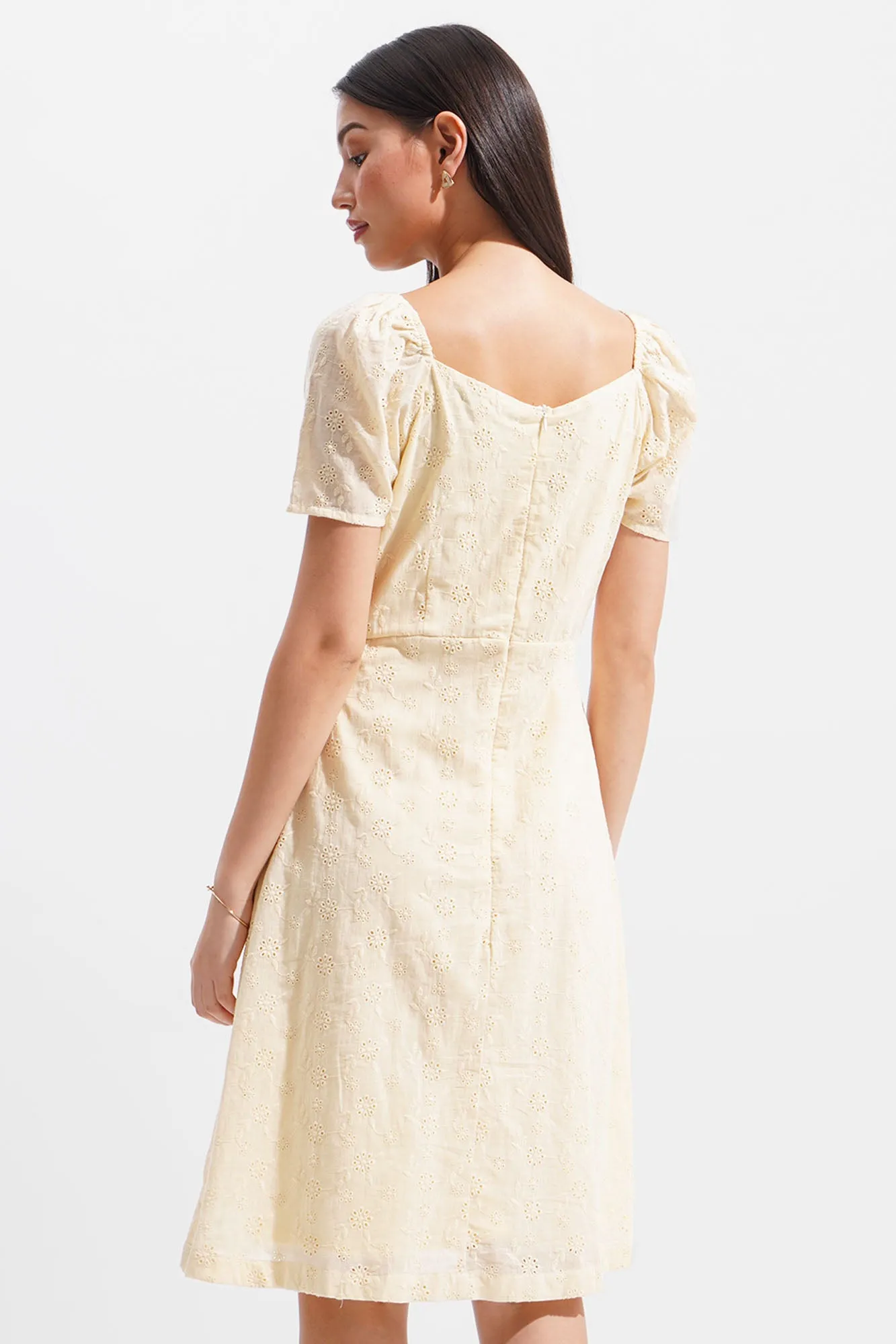 Eyelet Sweetheart Fit And Flare Dress
