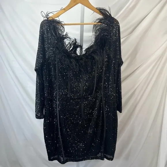 FASHION Nova Black Sequin Cocktail Dress, Champagne Frenzy Sequin Mini Dress 3X