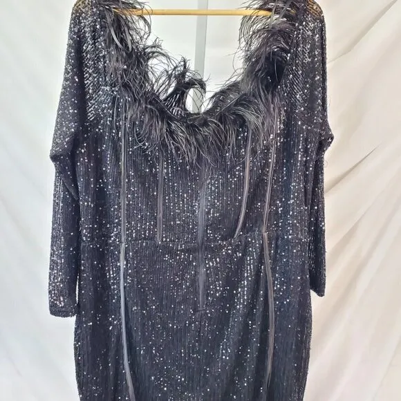 FASHION Nova Black Sequin Cocktail Dress, Champagne Frenzy Sequin Mini Dress 3X
