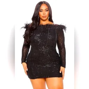 FASHION Nova Black Sequin Cocktail Dress, Champagne Frenzy Sequin Mini Dress 3X