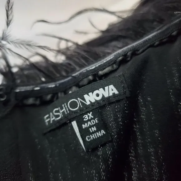 FASHION Nova Black Sequin Cocktail Dress, Champagne Frenzy Sequin Mini Dress 3X