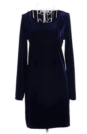 Fashion Pinup Velvet Ruched Formal Party Evening Bodycon Knee-Length O-Neck Full-Sleeve Empire Dress Maxi S-XXXL Size