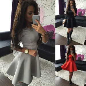 Fashion Women's 3/4 Sleeve Spring Women Dress Bodycon Ruffles O Neck Office Dresses Ladis Empire Plus Size Vestidos
